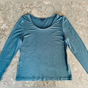 Lafayette 148 New York Slate Blue Long Sleeve Top